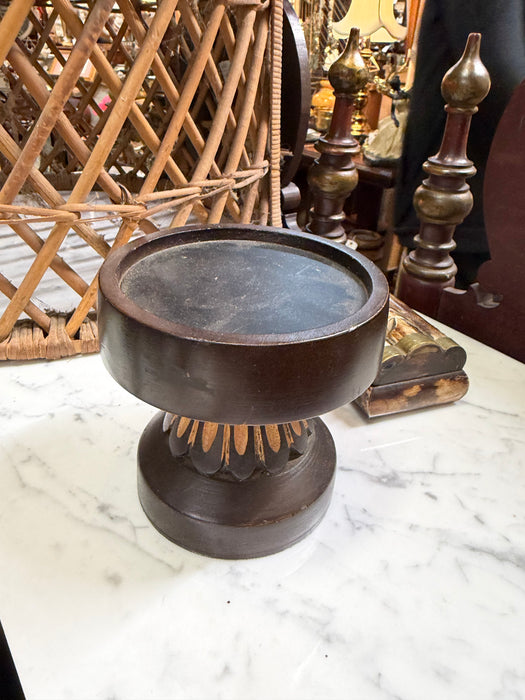 INDIAN CARVED WOOD CANDLE HOLDER
