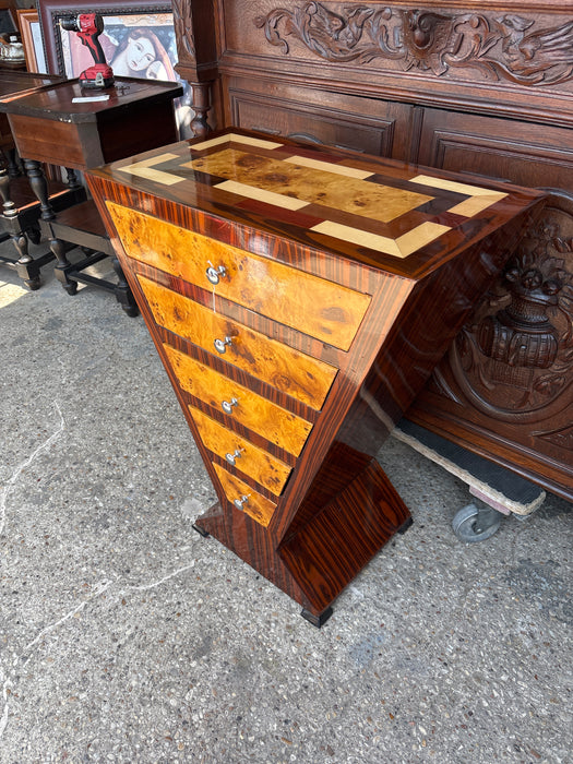 ART DECO  GEOMETRIC BURL WOOD CHEST