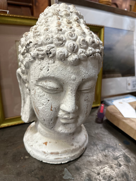 TERRA COTTA WHITE BUDDHA HEAD