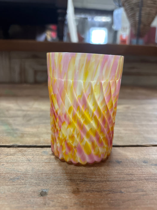 PINK AND YELLOW RIBBED TWIST VICTORIAN TUMBLER