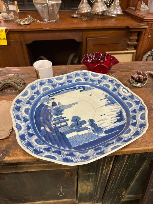 BLUE AND WHITE IMARI PLATTER AS FOUND