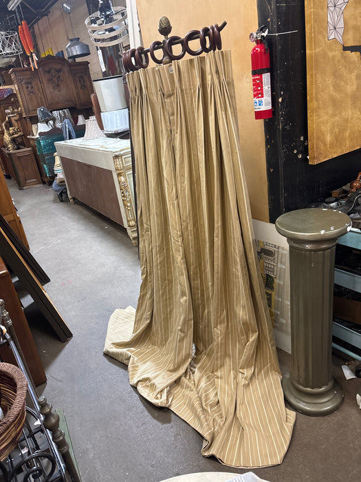 PAIR OF BROWN STRIPED CURTAIN PANELS WITH RINGS