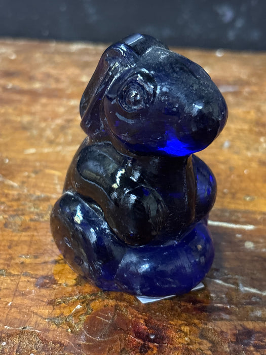 COBALT GLASS BUNNY