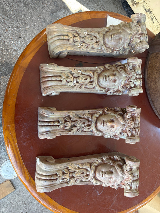 SET OF 4 LADY FACE PLASTER CORBELS