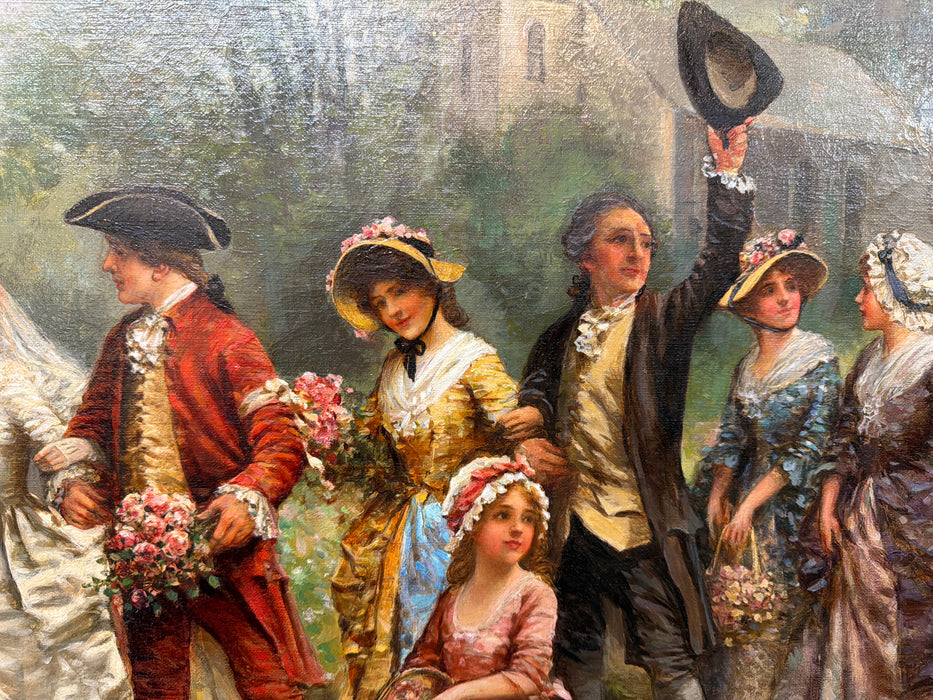 FRAMED OIL PAINTING TITLED 'MARRIED TODAY"  BY PERCY MORAN 1912 (1863-1935)