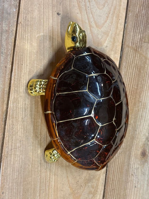 BRASS AND ACRYLIC TURTLE BOX
