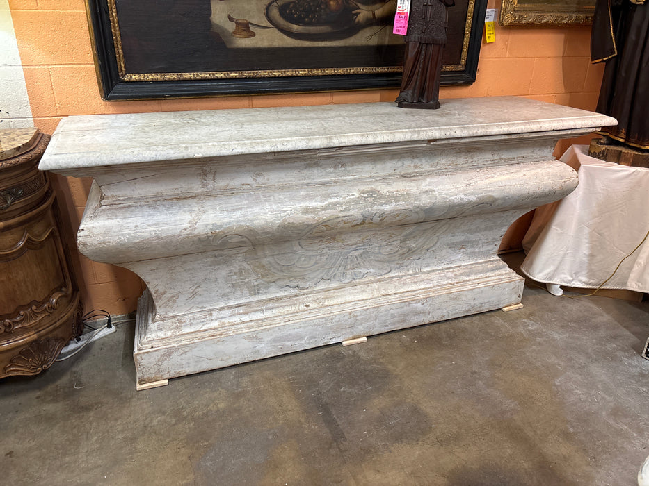 18TH CENTURY FRENCH WHITE MARBLE TOP ALTAR
