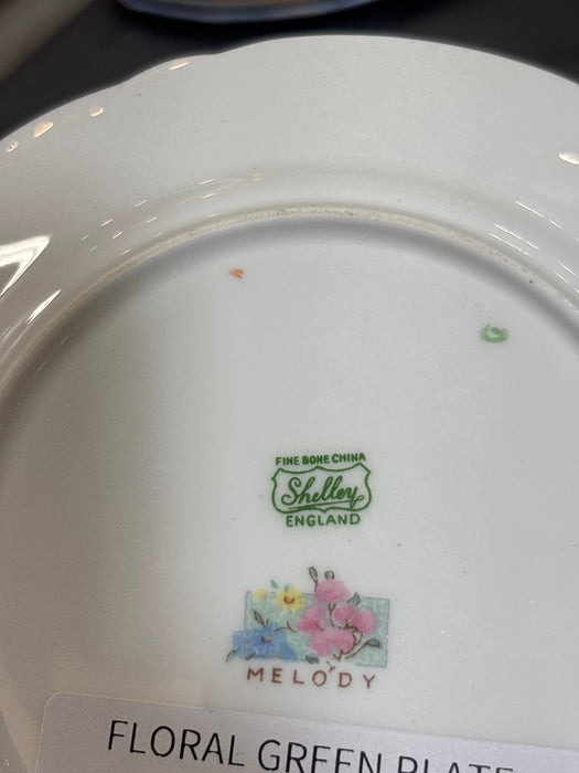 SMALL ENGLISH FLORAL GREEN MELODY PLATE