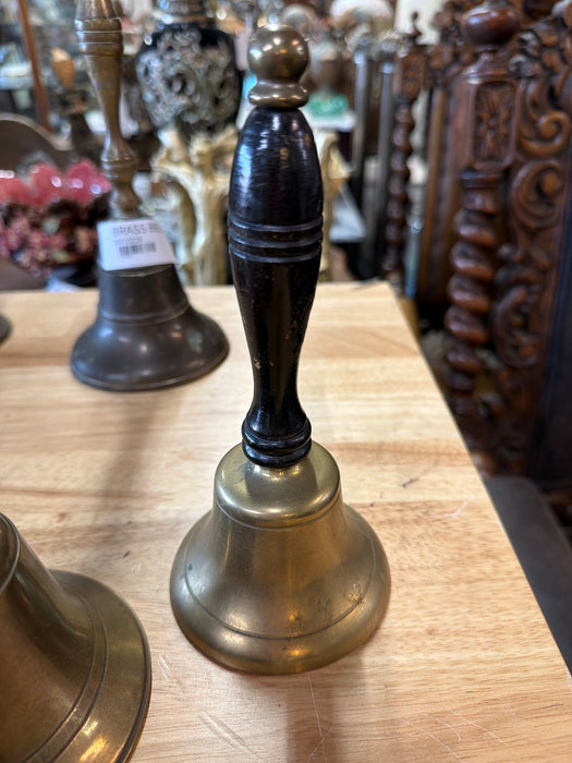 BRASS BELL WITH TURNED WOODEN HANDLE