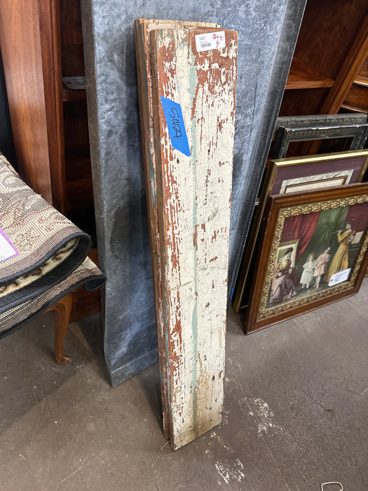 PAIR WHITE PAINTED DISTRESSED WOODEN PLANKS