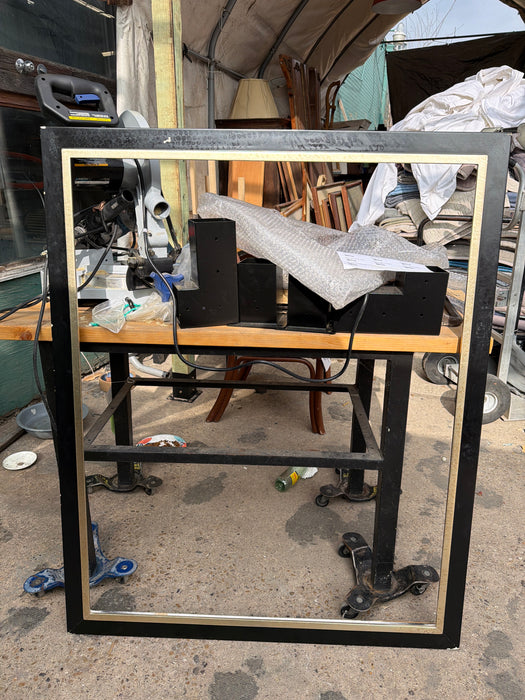 LARGE BLACK AND SILVER FRAME AS FOUND
