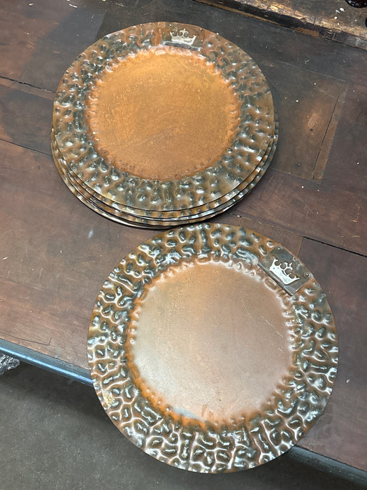 SET OF 8 JAN E BARBOGLO RUST COLORED CROWN UNDER PLATES