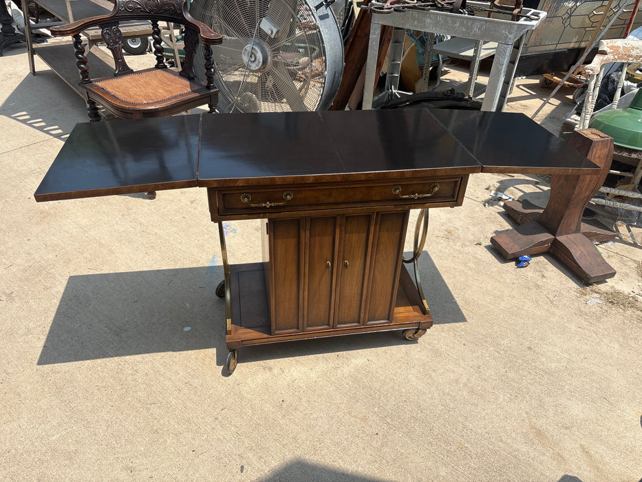 MASTERCRAFT FURNITURE BURL WOOD ROLLING BAR CART