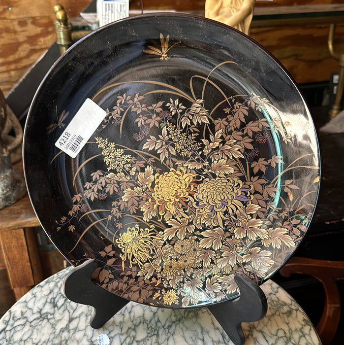 JAPANESE BLACK AND GOLD FLORAL CHARGER