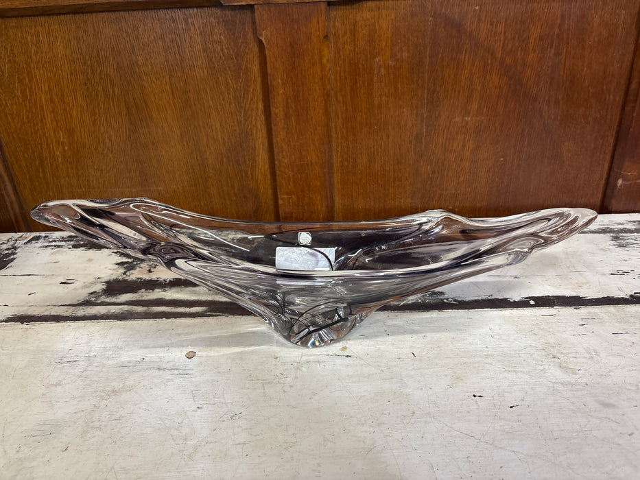 CLEAR,BLACK AND PURPLE MAASTRICHT HOLLAND ART CRYSTAL BOWL