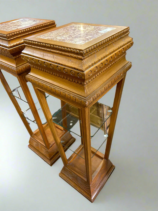 MARBLE WOOD PEDESTAL