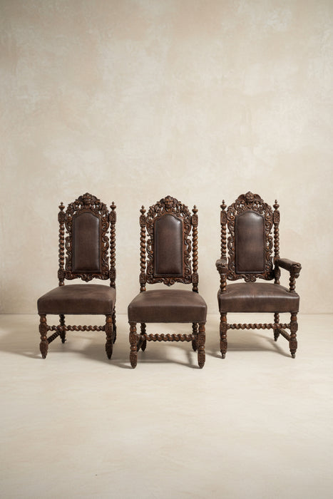SET OF 4 BARLEY TWIST CHAIRS - ONE WITH ARMS