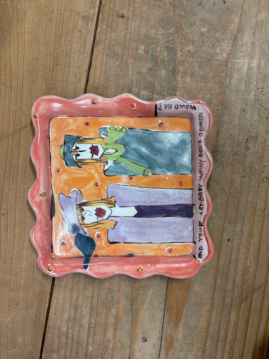 GLAZED TERRA COTTA PLATE WITH WOMEN