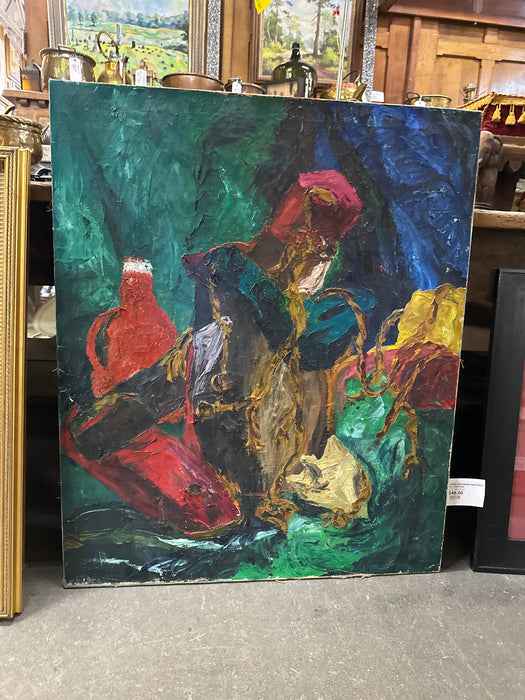 LARGE UNFRAMED ABSTRACT  OIL PAINTING