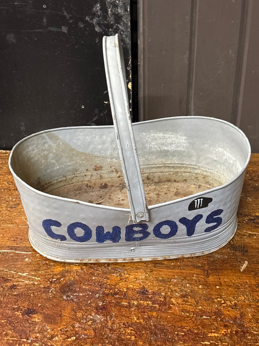 SMALL DALLAS COWBOYS THEMED TIN BASKET