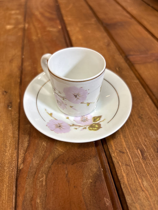 SET OF 4 PINK FLORAL BRAZILIAN DEMITASSE CUPS - AS FOUND