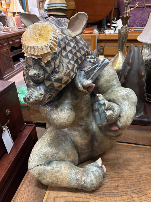 LARGE POTTERY RHINOCEROS