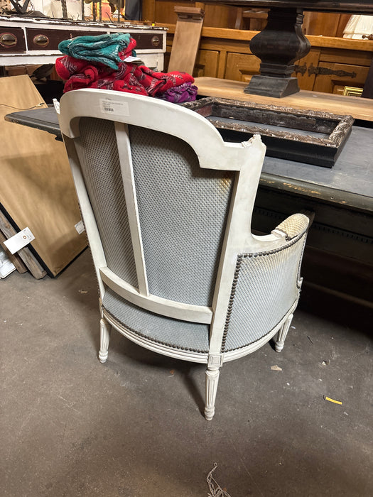 PAIR OF LOUIS XVI WHITE PAINTED ARMCHAIRS