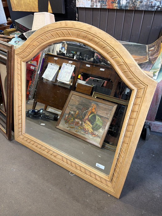 VINTAGE 80S ARCHED HEAVY PINE MIRROR