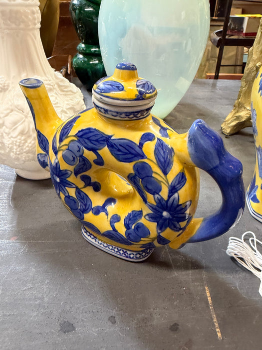 BLUE AND YELLOW PORCELAIN PITCHER