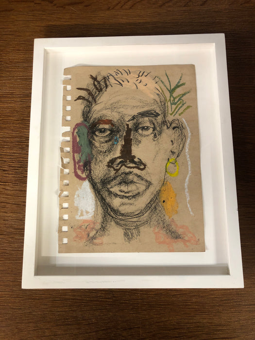 SMALL FRAMED CHARCOL PORTRAIT SIGNED FEBRUARY JAMES AND JOHN RIVAS