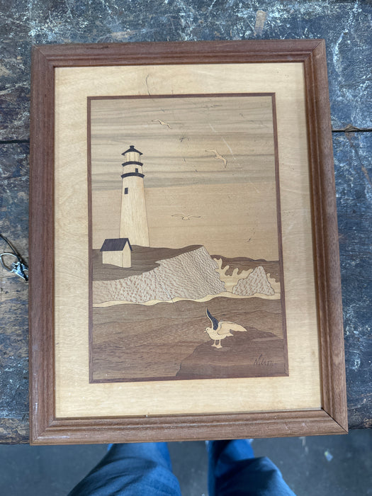 INLAID LIGHTHOUSE PLAQUE