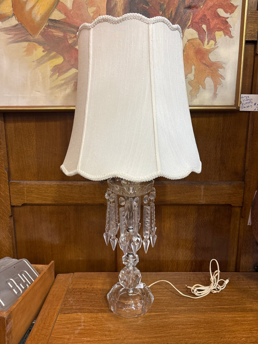 CRYSTAL TABLE LAMP WITH LARGE PRISMS AND SHADE