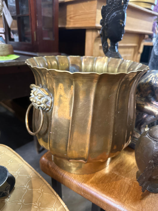 LION HANDLE BRASS JARDINIERE