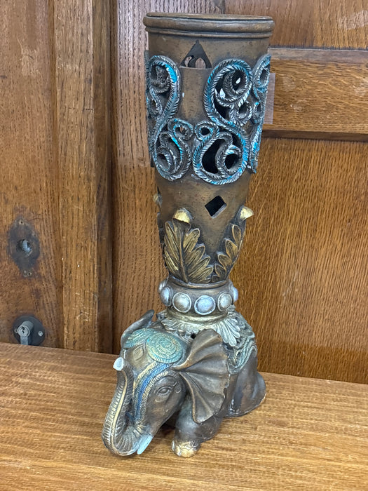 ORNATE RESIN ELEPHANT PLANT VASE - AS FOUND