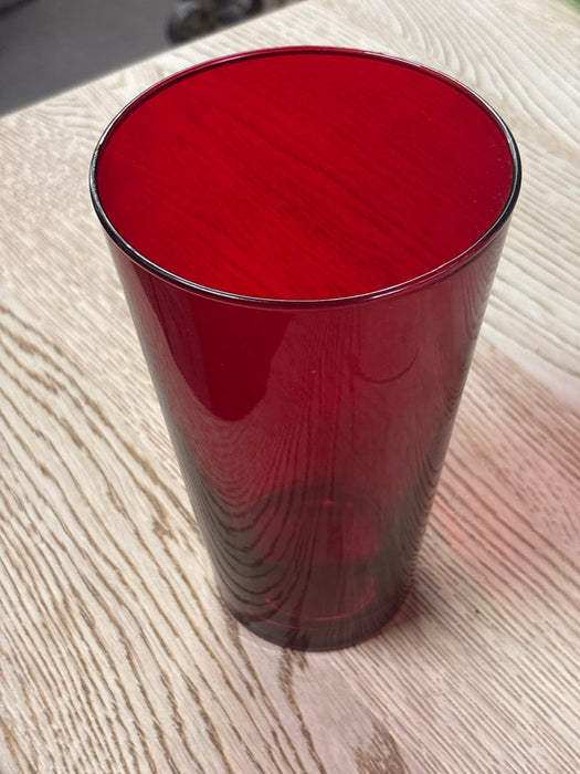 RUBY GLASS FLARED VASE