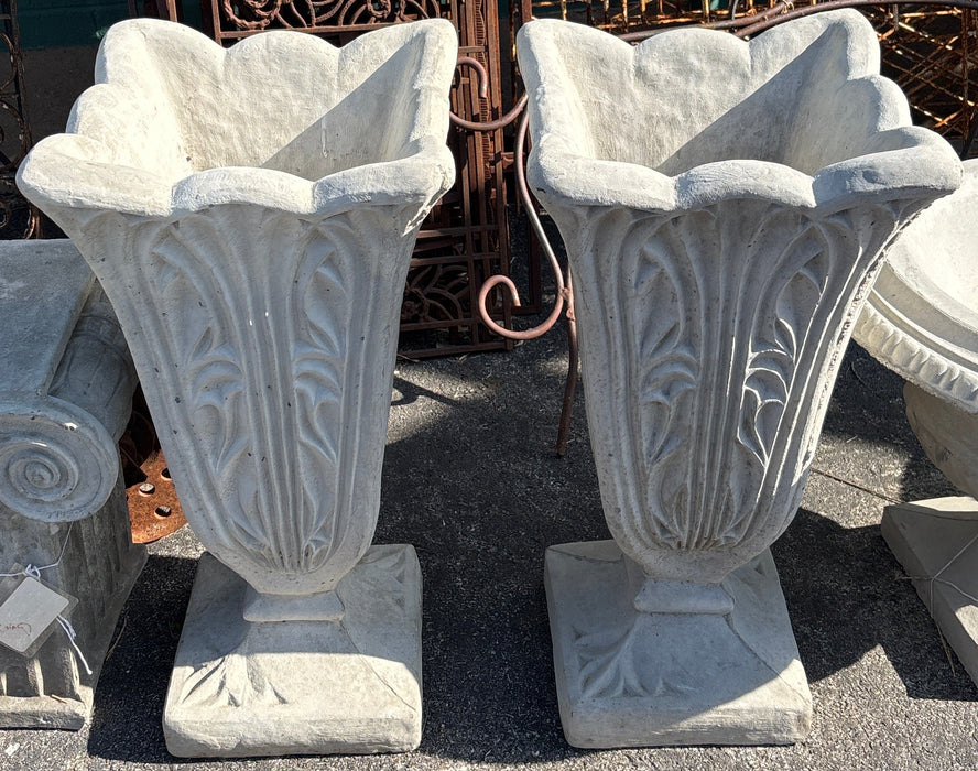 PAIR OF CONCRETE FLARED PLANTERS