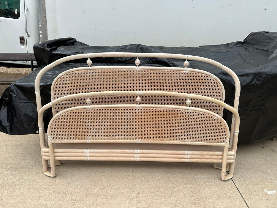 CANED BAMBOO FAUX BED WITH RAILS