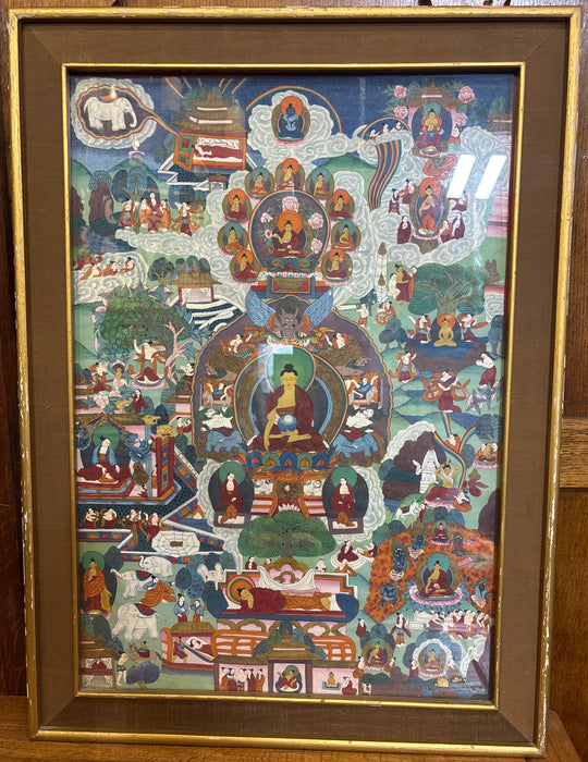 ANTIQUE GOLD FRAMED THANKGKA PAINTING