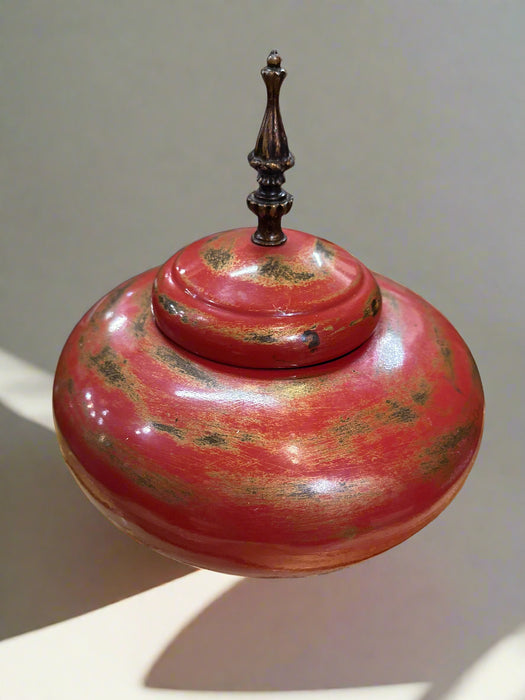 LARGE ORANGE LIDDED MODERN SQUAT JAR