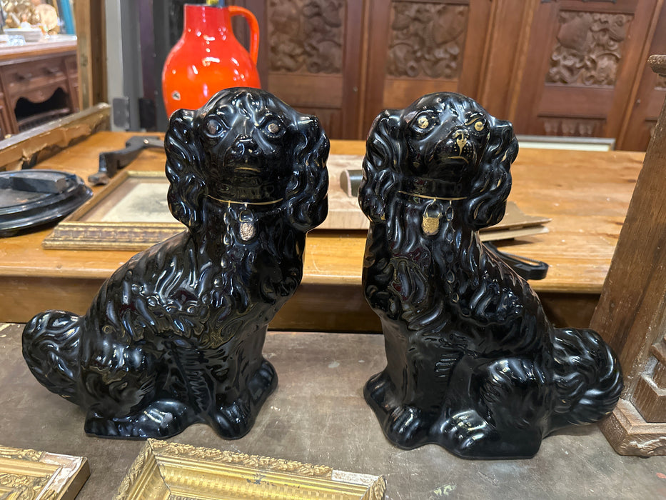 PAIR OF STAFFORSDHIRE BLACK SPANIELS