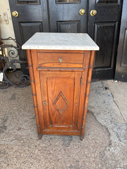 FAUX BAMBOO WHITE MARBLE TOP NIGHT STAND