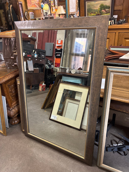 LARGE MODERN FRAMED DARK GOLD BEVELED MIRROR
