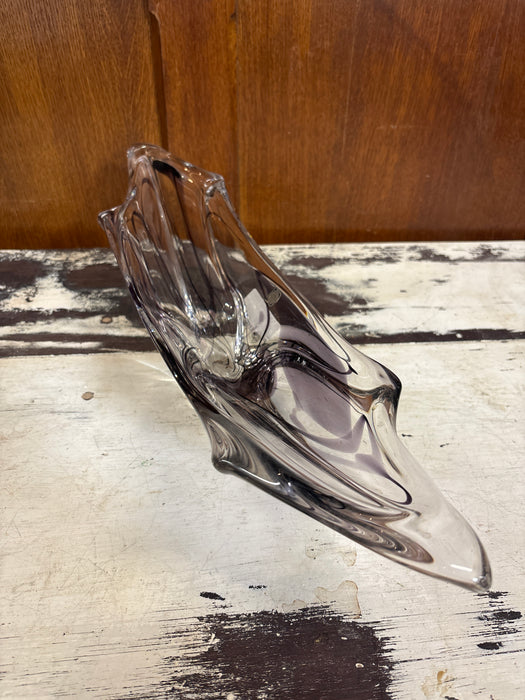 CLEAR,BLACK AND PURPLE MAASTRICHT HOLLAND ART CRYSTAL BOWL