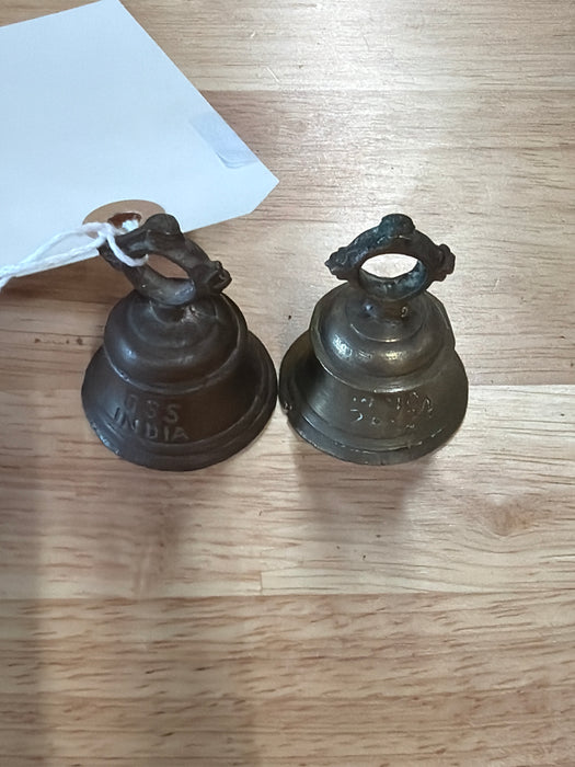 PAIR OF 2 SMALL BRASS BELLS