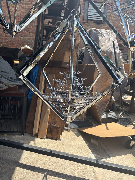 CHROME AND PRISM CHANDELIER - NOT OLD