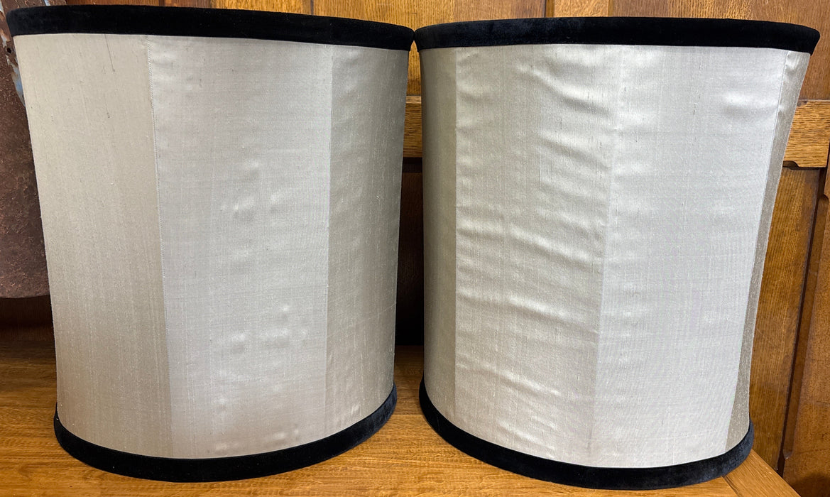 PAIR OF LARGE THIN TAUPE AND BLACK SHADES