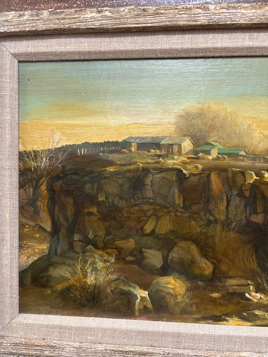FRAMED LANDSCAPE OIL PAINTING OF CLIFFS - SIGNED JACKSON HENSLEY