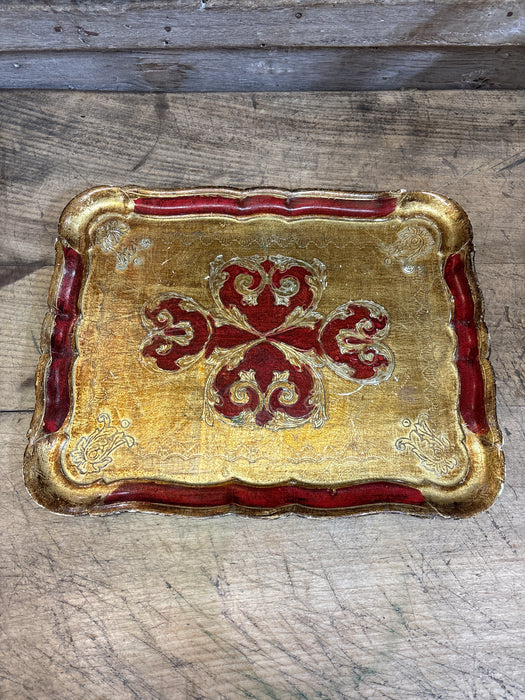 RED AND GOLD FLORENTINE TRAY
