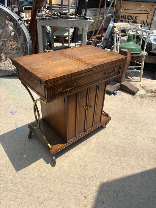 MASTERCRAFT FURNITURE BURL WOOD ROLLING BAR CART