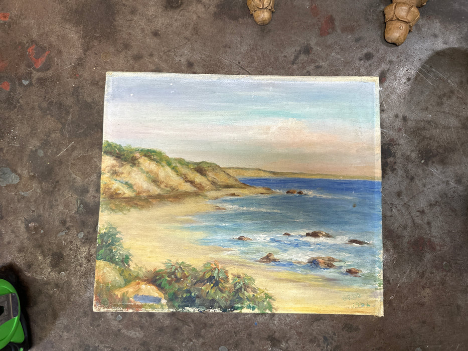 OIL ON BOARD SEA COAST NO FRAME